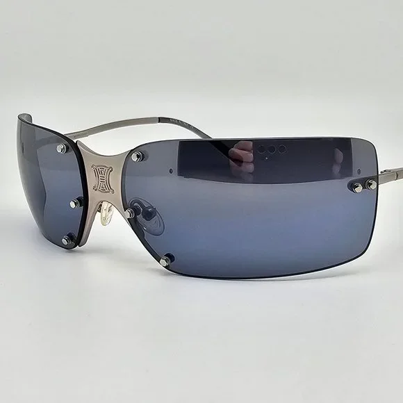 Celine Silver Rimless Sunglasses with Dark Gray Lenses Celine CL40235U 16A Triomphe Metal Sunglasses Silver Frame  main image 3